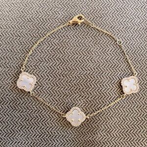 Rachel Zoe Sterling Silver CZ Mother of Pearl Clover Bracelet